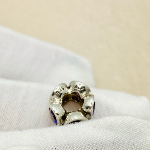 EUC Pandora 790311ACZ Sterling Silver w/ Amethyst Zirconia Oval Lights Charm - Picture 7 of 8